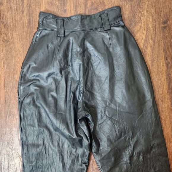 Vintage Leather by Wilson's Black 100% Leather Pants 80's 90's - Size 4 - Picture 7 of 9